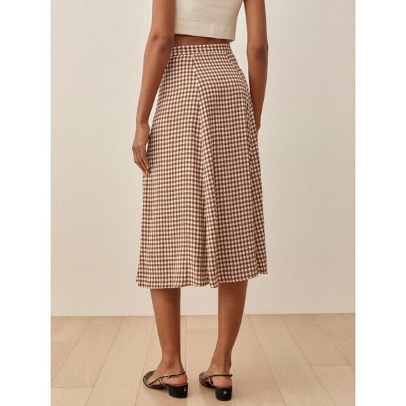 💕REFORMATION💕 Hermosa Skirt ~ Chestnut Check 12 NWOT - Picture 5 of 13